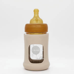 Wide Neck feeding bottle with natural rubber protection 150ml, Sand