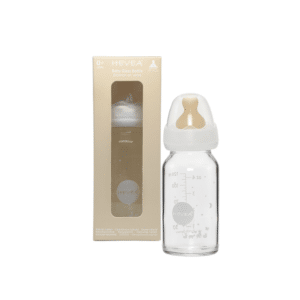 Glass baby bottle 120ml/ 0-3 months, white - Hevea