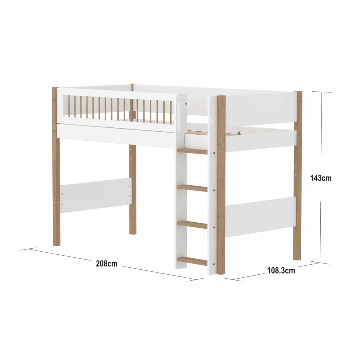 Flexa puolikorkea sänky Nor 90x200cm White Oak - Image 3