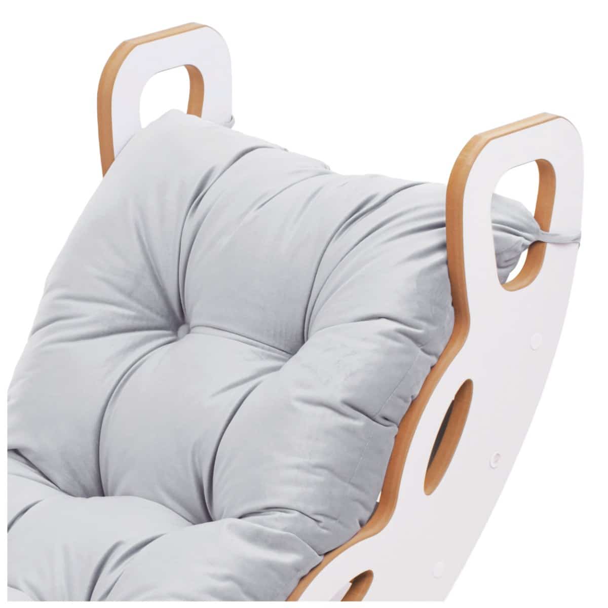 4in1 kiipeilykaari ja keinu pehmusteella harmaa sametti, Plush Nest - Image 3