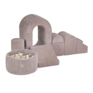 Leikkilinna pallomerellä Premium-sametti Beige