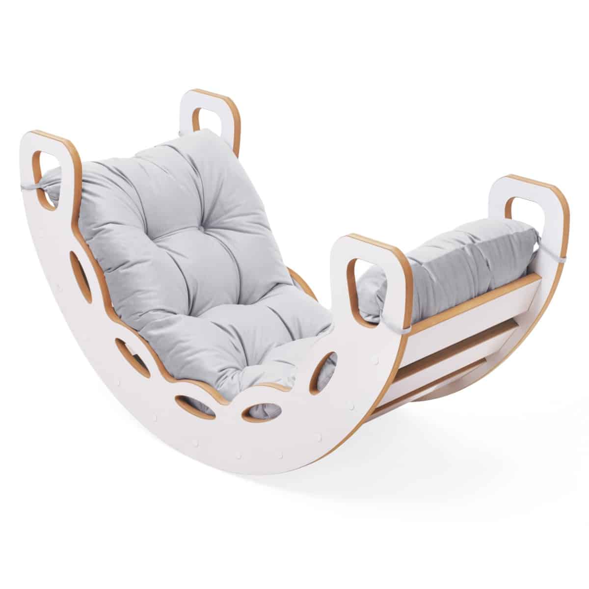 4in1 kiipeilykaari ja keinu pehmusteella harmaa sametti, Plush Nest - Image 2
