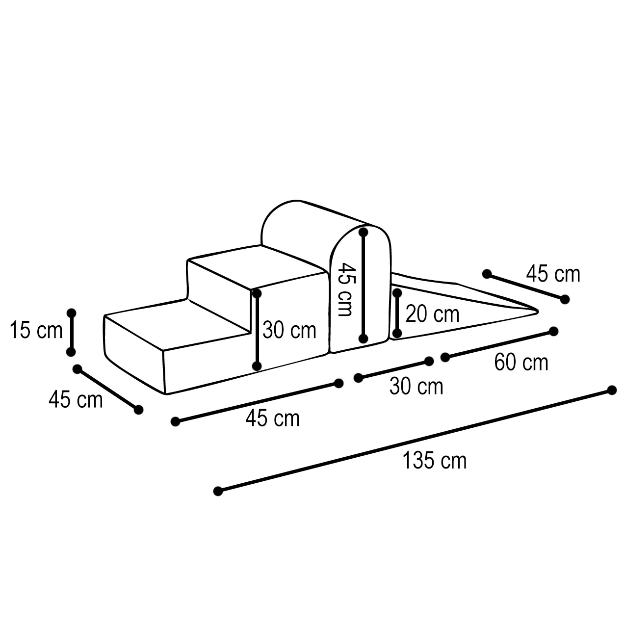 Leikkimoduuli / temppurata Premium sametti- 3 x palaa, Light Pink - Image 6