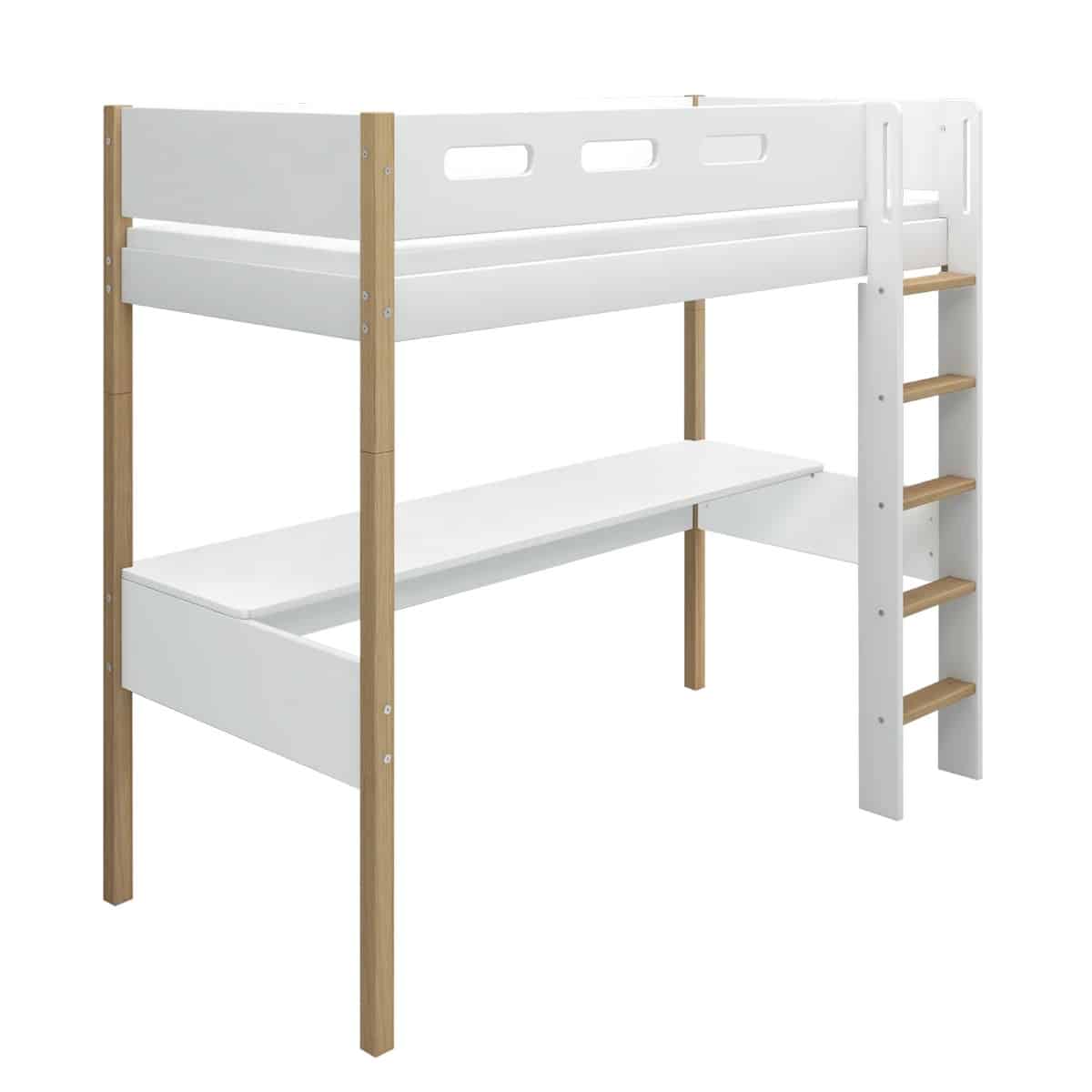 Parvisänky työpöydällä 90x200 (x184cm), White/Oak - Flexa - Image 3