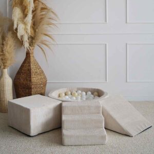 Pallomeri 90x30cm + leikkimoduuli sametti, Cream - valitse pallovärit!