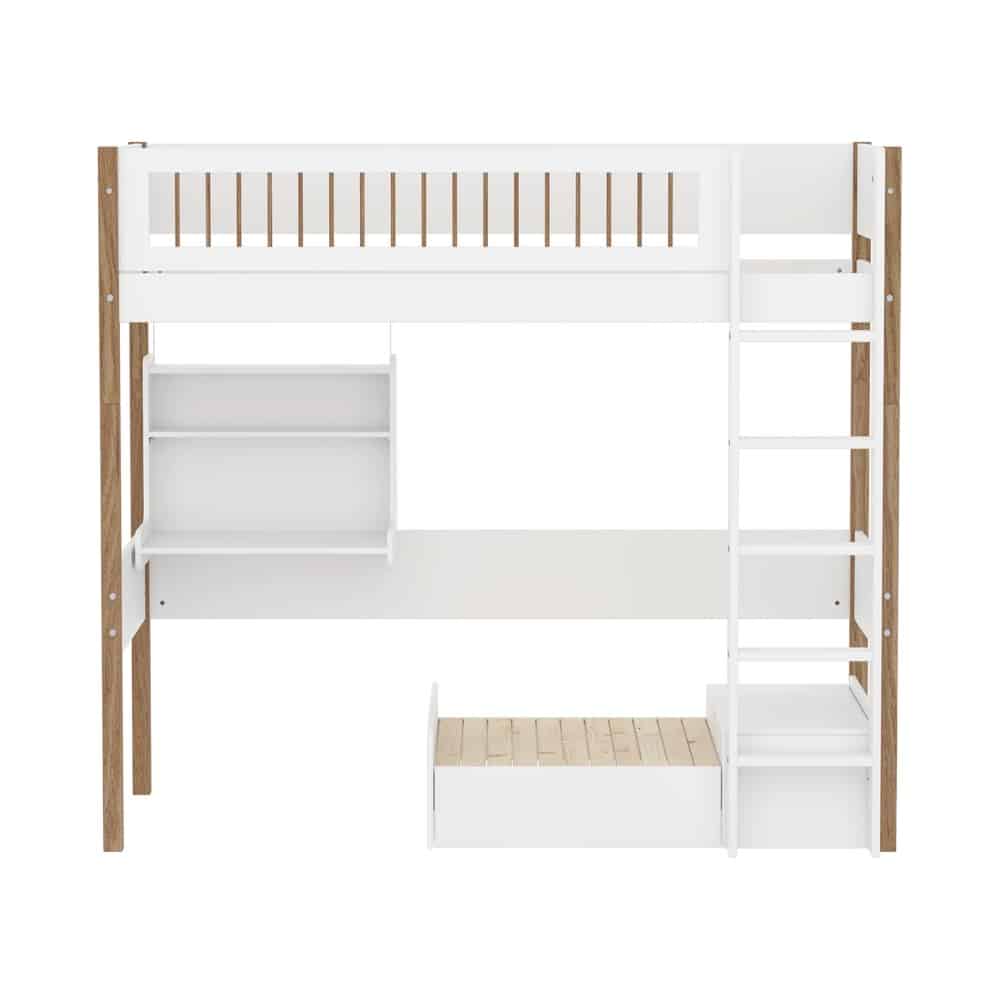 Parvisänky 90x200 työpöydällä ja sohvamoduulilla, White/Oak pystypalkit - Flexa - Image 2