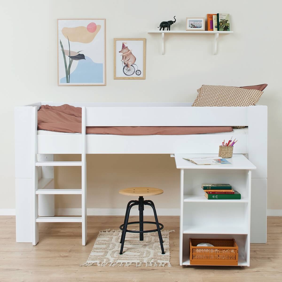 Hoppekids Pure puolikorkea sänky työpöydällä 90×200 - Image 4