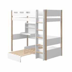 Parvisänky 90x200 työpöydällä ja sohvamoduulilla, White/Oak - Flexa