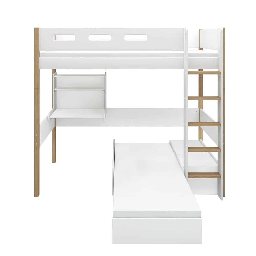 Parvisänky 90x200 työpöydällä ja sohvamoduulilla, White/Oak - Flexa - Image 3