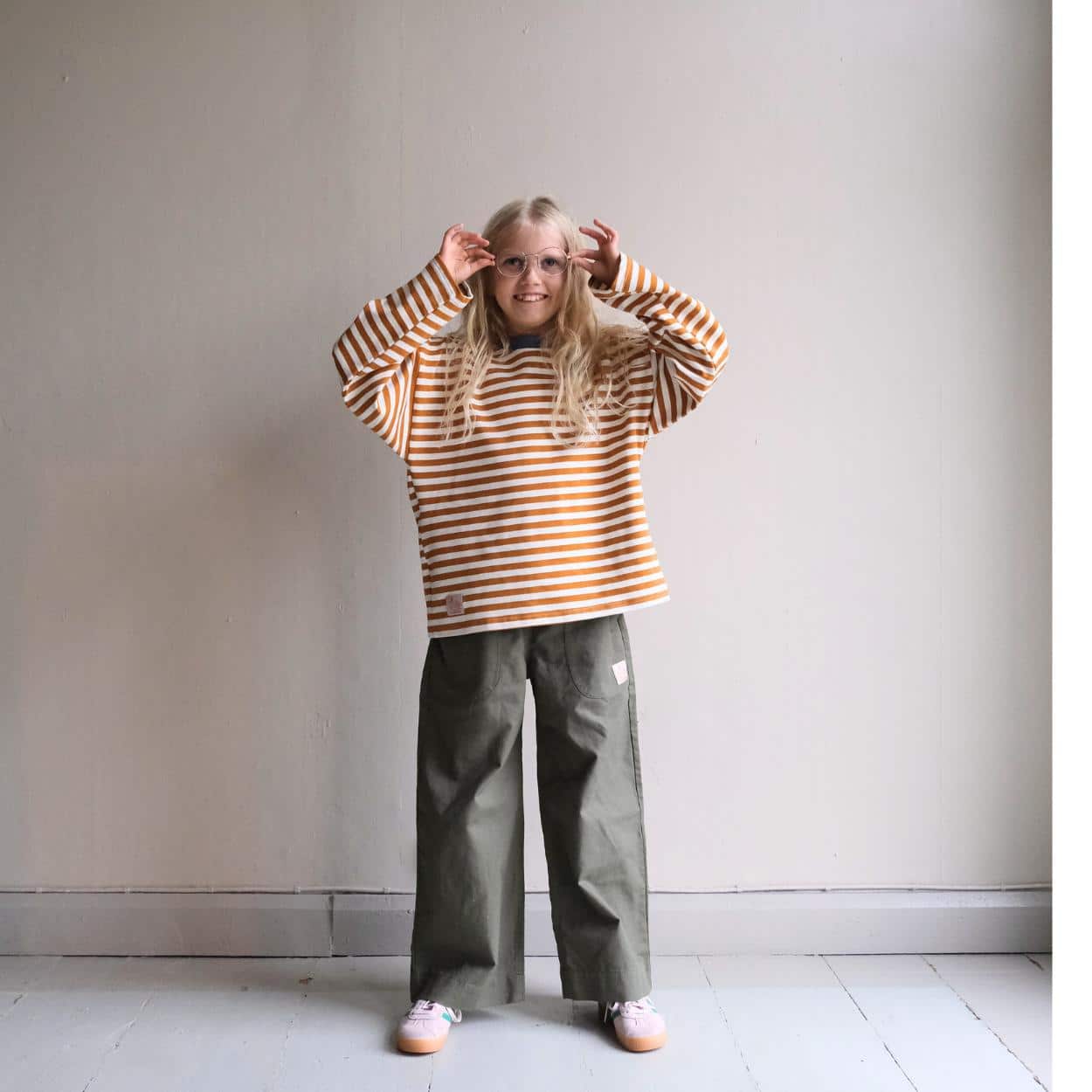 Lasten paita Gro Stripe Mustard/Blue, Laiska Ebba - Image 4