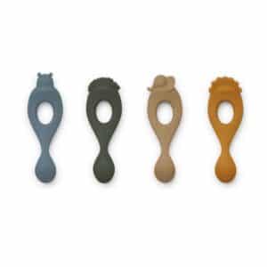 Liva-silikoniset lusikat 4pck Safari/ blue multi mix, Liewood