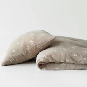 Vauvan vuodevaatteet musliini Beige Leaves, Tisu