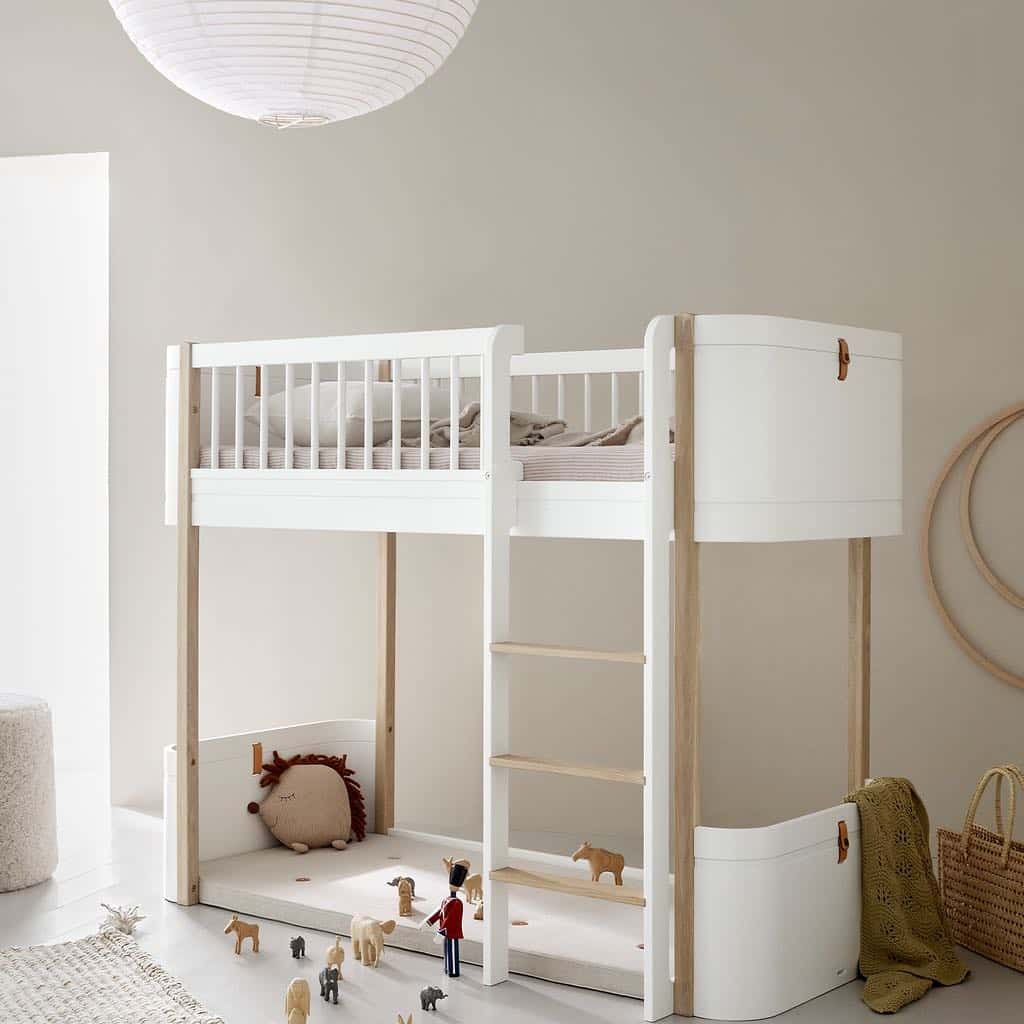Oliver Furniture, Wood Mini+ Parvisänky 70x160 cm, White/Oak - Image 3