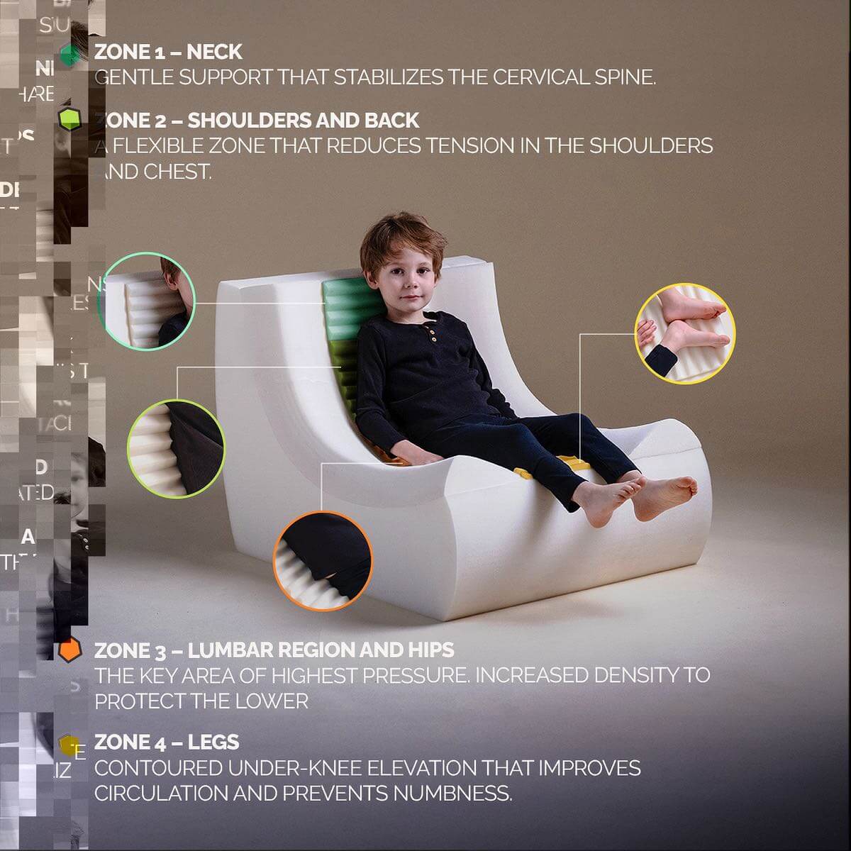 Lasten nojatuoli samettia Mooni Beige, Plush Nest - Image 9