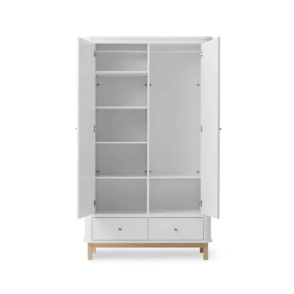 Oliver Furniture Vaatekaappi 2 ovea, White/Oak - Image 3