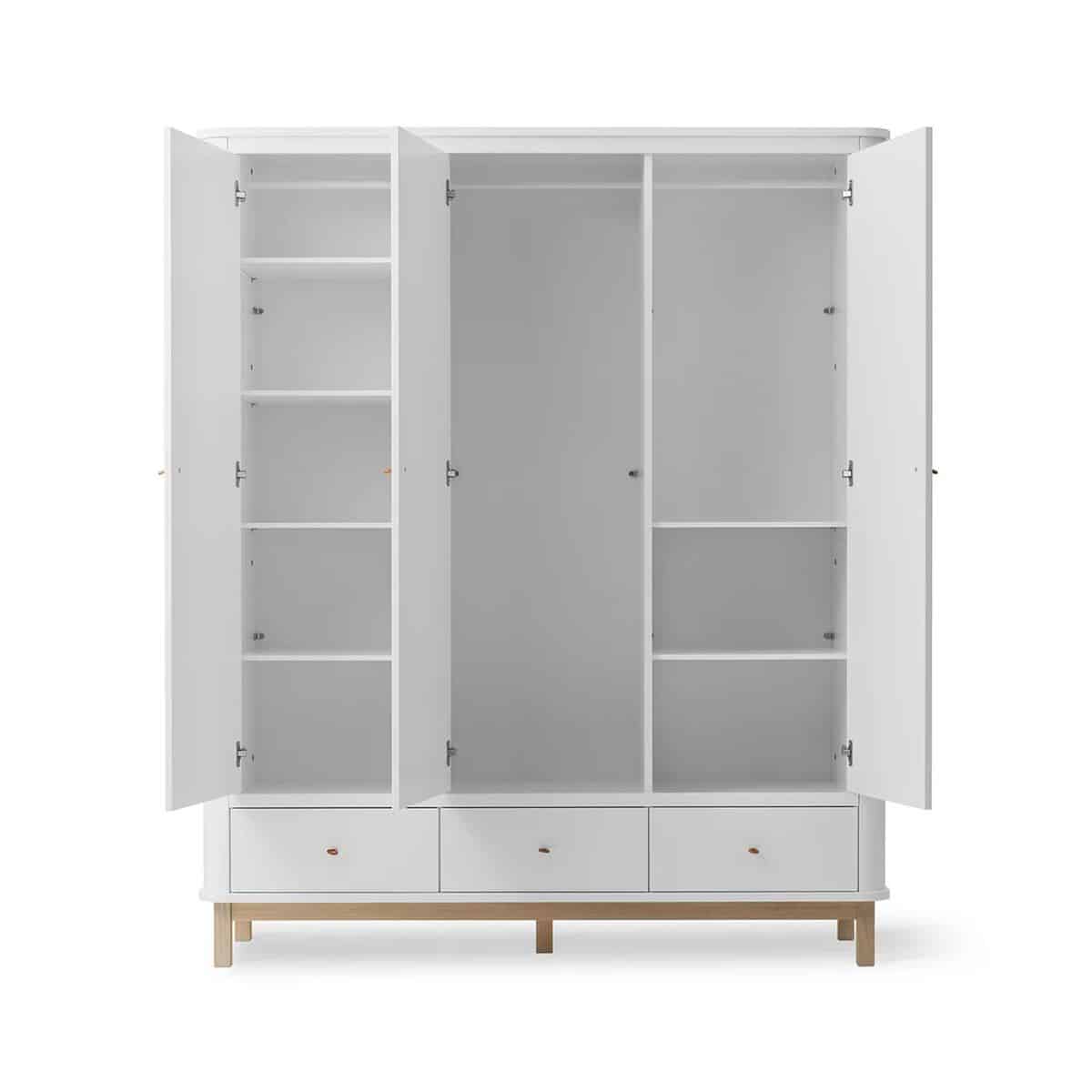 Oliver Furniture Vaatekaappi 3 ovea, White/Oak - Image 4