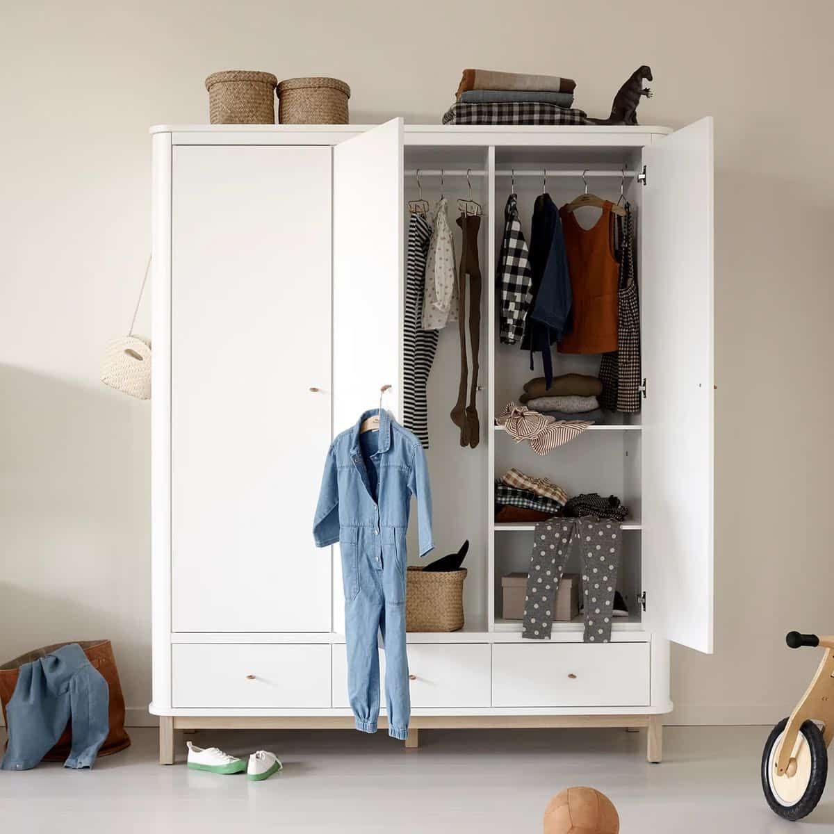 Oliver Furniture Vaatekaappi 3 ovea, White/Oak - Image 2