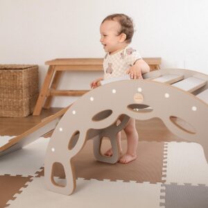 4in1 kiipeilykaari ja keinu pehmusteella harmaa/ harmaa pehmuste, Plush Nest