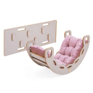 4in1 kiipeilykaari ja keinu pehmusteella harmaa/ pinkki pehmuste, Plush Nest