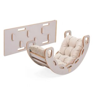 4in1 kiipeilykaari ja keinu pehmusteella harmaa/ beige pehmuste, Plush Nest