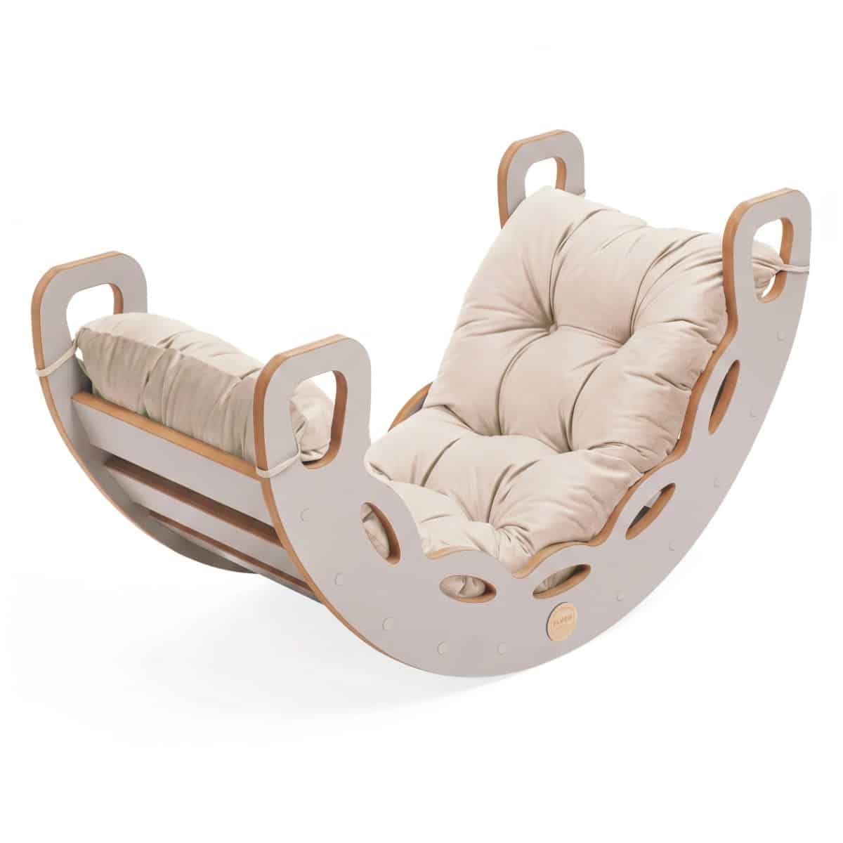 4in1 kiipeilykaari ja keinu pehmusteella harmaa/ beige pehmuste, Plush Nest - Image 2