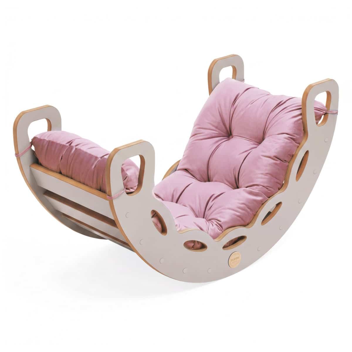 4in1 kiipeilykaari ja keinu pehmusteella harmaa/ pinkki pehmuste, Plush Nest - Image 2