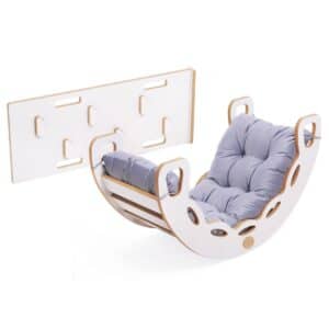 4in1 kiipeilykaari ja keinu pehmusteella sametti Dark Grey, Plush Nest