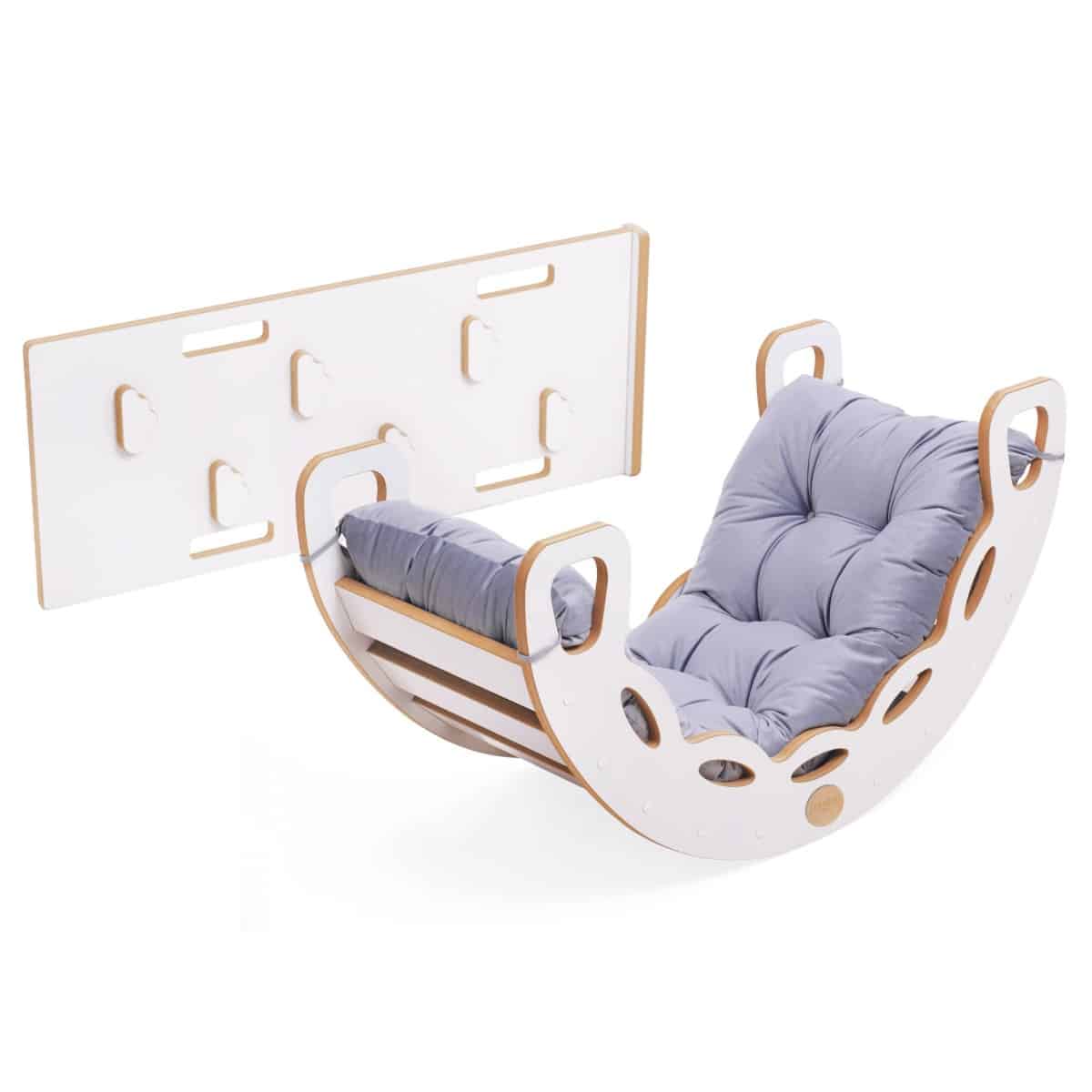 4in1 kiipeilykaari ja keinu pehmusteella sametti Dark Grey, Plush Nest