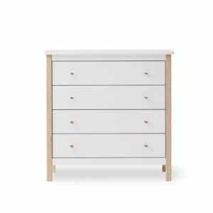 Oliver Furniture lipasto Wood 4 laatikkoa, White/Oak
