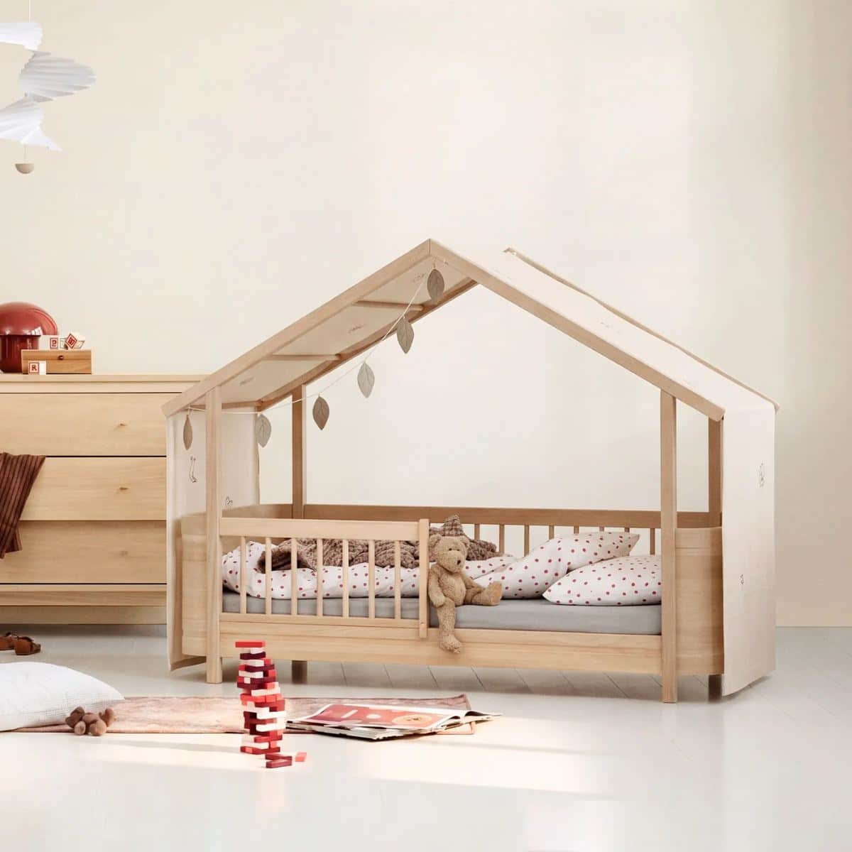 Wood Mini+ -talosänkykatos, kirjailtu, luonnonvärinen, Oliver Furniture