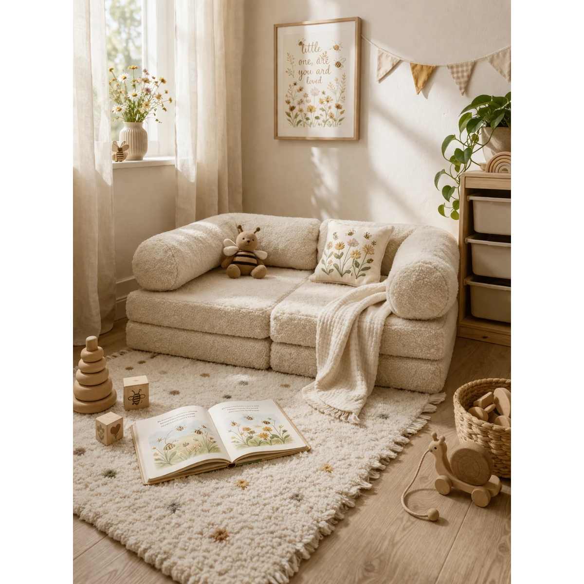 Modulaarinen lasten sohva HoneyHug– Teddy Cream B&B - Image 5